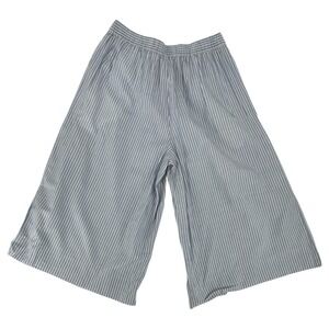 Madewell Blue White Stripe Wide Leg Cropped Pants Elastic‎ Waist Size S